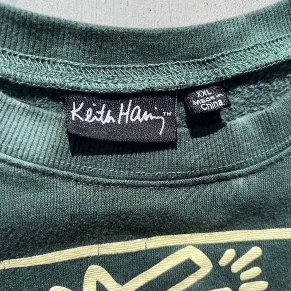 Women's Keith Haring Sweatshirt Green 2XL Tribe Question Street Art Rap NYC - Picture 3 of 12